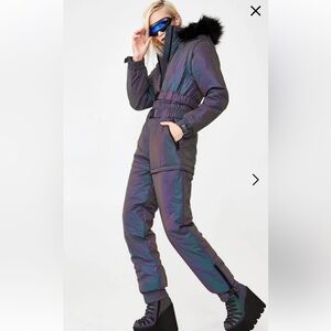 Iridescent Women's Snow Jumpsuit - Black / Grey / Purple